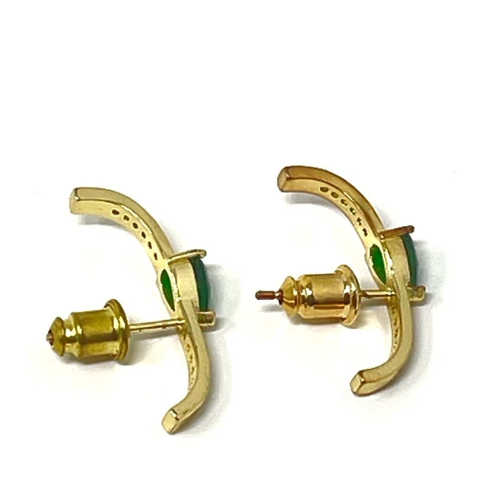 New Anthropologie Bar Stack Gold Earrings Green - Picture 4 of 4